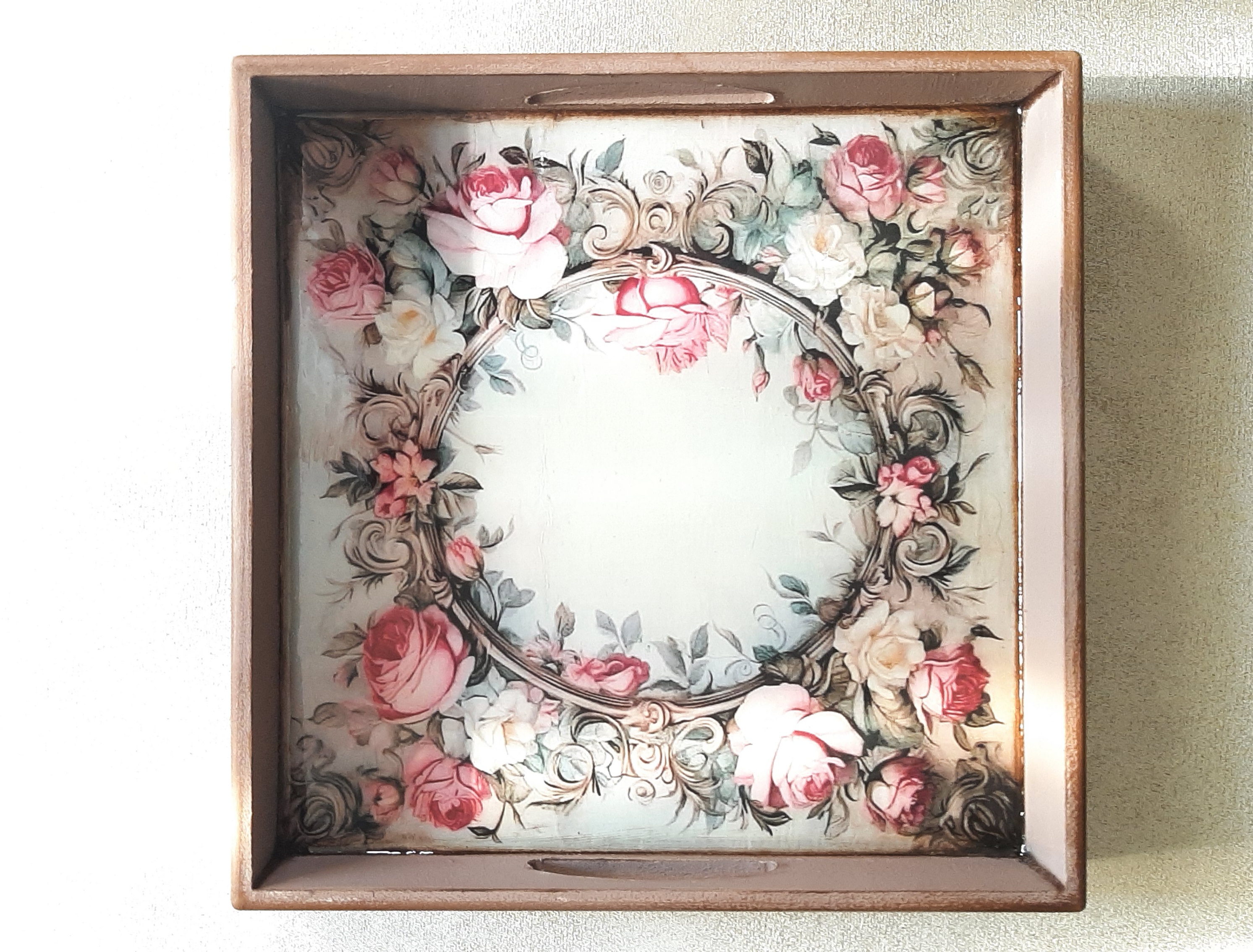 سینی چوبی گلهای بهاری ۰۲۷